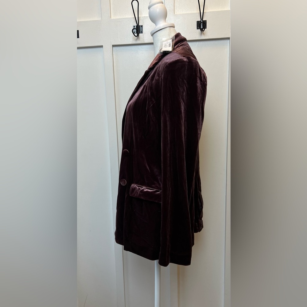 NEW Maurices Siz XS Wine Color Velvet Double Breasted Blazer Jacket NWT Poetcore - Picture 6 of 10
